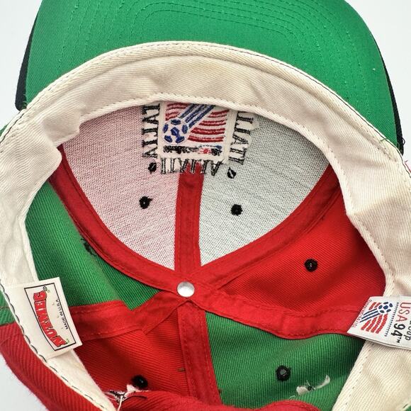 Rare VTG 90s Nutmeg Mills World Cup Team Italy Italia Pinwheel Wool Snapback Hat - Picture 4 of 7